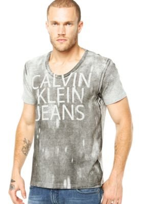 Camiseta Calvin Klein Jeans Name Cinza