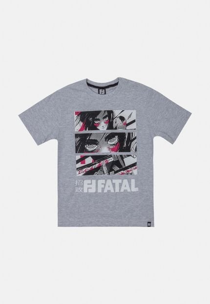 Camiseta Fatal Juvenil Estampada Cinza Mescla - Marca Fatal