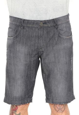 Bermuda Jeans FiveBlu Slim Desgastes Preta