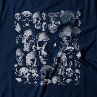 Camiseta Feminina Skull Pattern - Azul Marinho