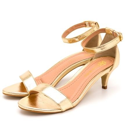 Sandália Feminina Social Salto Baixo Ouro Lançamento - Marca Carolla Shoes