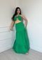 Conjunto Saia Longa e Cropped Detalhes Dourado Elegante Dandara Verde Bandeira - Marca Cia do Vestido