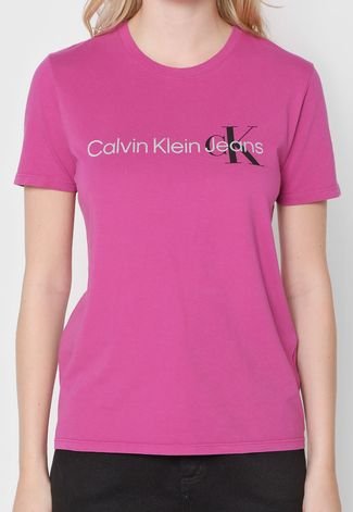 Camiseta Calvin Klein Jeans Logo Roxa - Compre Agora