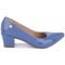 Scarpin Feminino Sapato Social Salto Quadrado Grosso Baixo Bico Fino Confortável Verniz Azul - Marca SACOLÃO DOS CALÇADOS