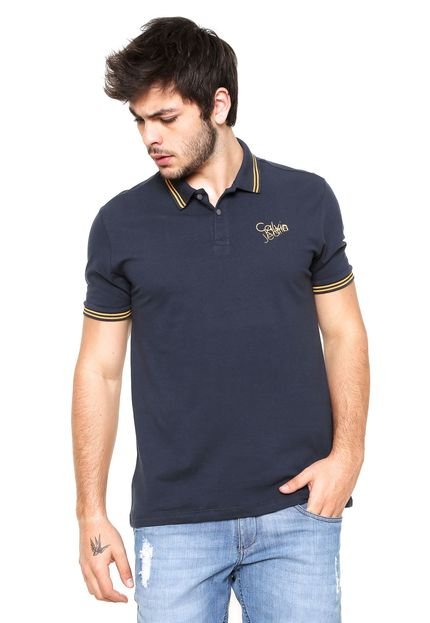 Camisa Polo Calvin Klein Jeans Logo Azul - Marca Calvin Klein Jeans