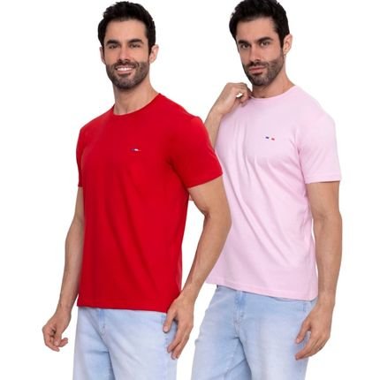 Kit 2 Camisetas Premium Rosa e Vermelho - Marca HILMI