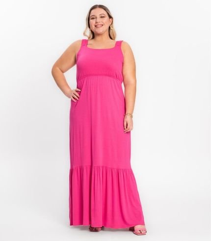 Vestido Longo Feminino Plus Size Secret Glam Rosa - Marca Secret Glam