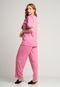 Pijama Blogueira Manga Curta Aberto Botões Calça Americano Amamentação Rosa - Marca Bella Fiore Modas
