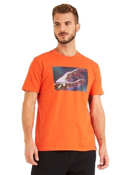 Camiseta Forum Masculina Slim Abstract Hand Laranja - Marca Forum