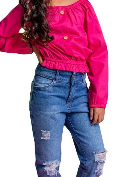 Conjunto Infantil Calça Camisa Rosa Vigat 10 Cinza - Marca Vigat