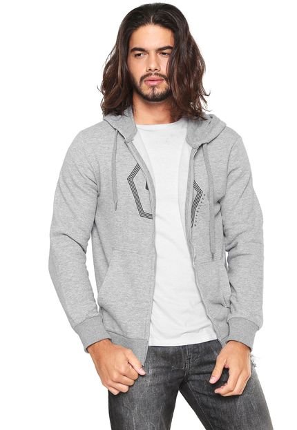 Moletom Flanelado Aberto Quiksilver Logo Hood Cinza - Marca Quiksilver