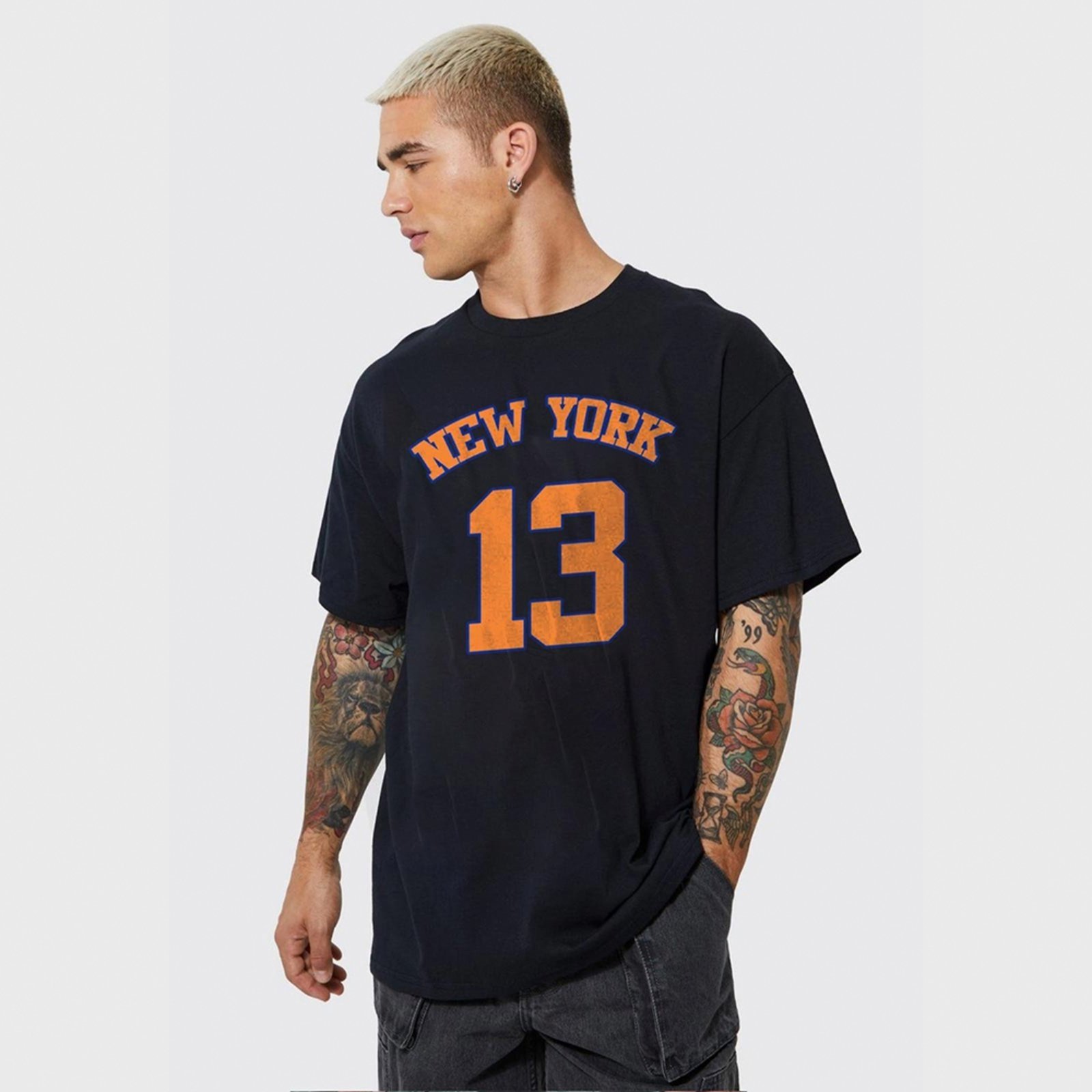 Camiseta Oversized Streetwear New York 13 Preto Off-Y - Marca Prison