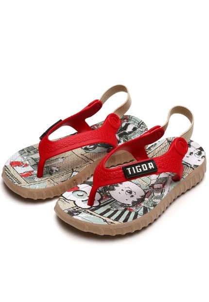Chinelo Tigor T. Tigre Menino Estampado Vermelho - Marca Tigor T. Tigre