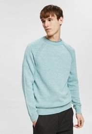 Sweater Hombre Liso Turquesa Esprit