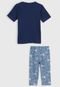 Pijama Abrange Curto Infantil Cachorrinho Azul-Marinho/Azul - Marca Abrange