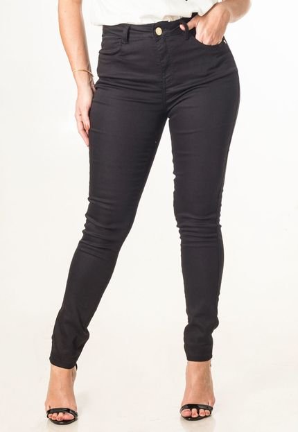 Calça Jeans Feminina Skinny Preta Cintura Alta Premium - Marca Zafina