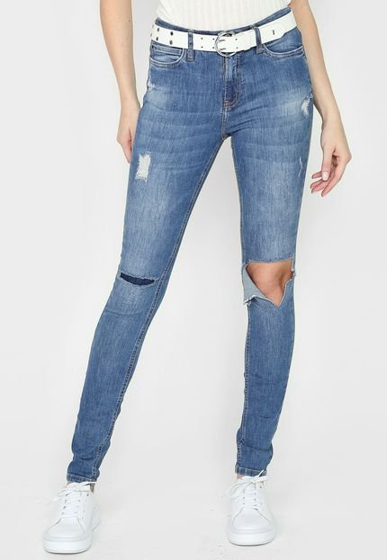 Calça Jeans Calvin Klein Jeans Skinny Destroyed Azul - Marca Calvin Klein Jeans