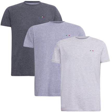 Kit 3 Camisetas Básicass Itália Chumbo Branco Mescla e Cinza Multicolorido - Marca HILMI
