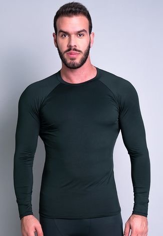 Camisa Térmica MVB Modas Masculina Segunda Pele Proteção Uv 50  Preto
