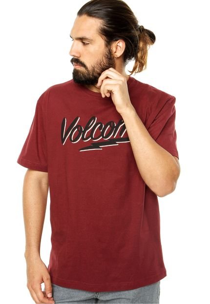 Camiseta Volcom Bolty Script Bordô - Marca Volcom