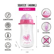 Kit Lancheira Térmica, Pote Marmita 400ml e Garrafa 460ml Infantil PICCOLINO Pink - Marca Jacki Design