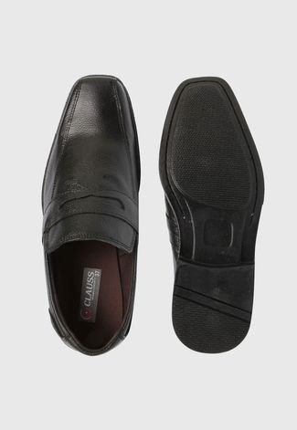 Sapato Couro Clauss Pespontos Básico Preto