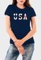 Camiseta Feminina Marinho USA Algodão Premium Benellys - Marca Benellys