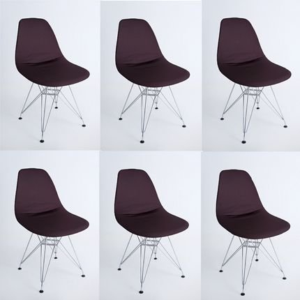 Kit com 06 Capas para Cadeira Charles Eames Eiffel Wood Marrom - Marca Allstate