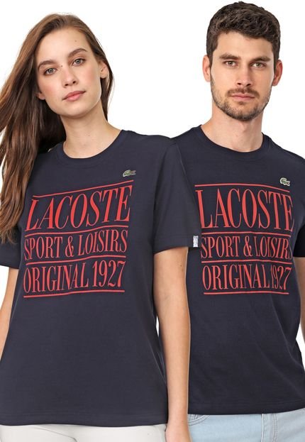 Camiseta Lacoste L!VE No Gender Lettering Azul-marinho - Marca Lacoste