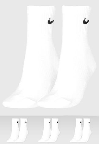 Kit 3pçs Meia Nike Cano Baixo Everyday Cush Ankle Branca