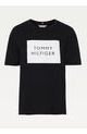 Camiseta De Algodón Orgánico Con Logo Negro Tommy Hilfiger
