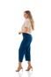 Pantacourt Jeans Feminina Slim com Fenda Lateral  Azul - Marca ARAUTO JEANS