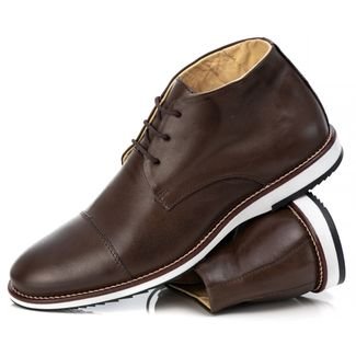 Sapato Bota Cano Baixo Oxford Casual Masculino Couro Premium Bege
