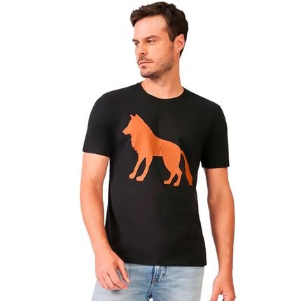 Camiseta Acostamento Wolf P24 Preto e Laranja Masculino - Marca Acostamento