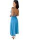 Vestido de Verão  Midi Khloe Abertura Viscolinho com Fenda Azul - Marca Cia do Vestido
