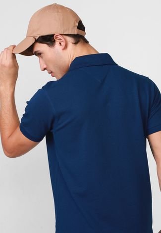 Camisa Polo Tommy Hilfiger Reta Logo Azul-Marinho - Compre Agora