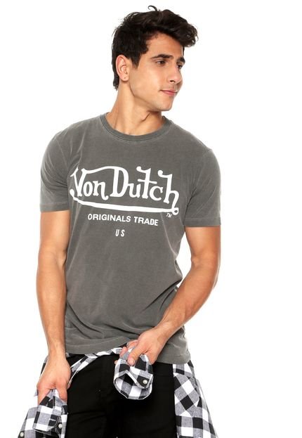Camiseta Von Dutch  Assinatura Cinza - Marca Von Dutch 