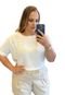 Blusa Feminina Plus Size Lisa com Mangas Curtas  Azul - Marca Predilects Plus