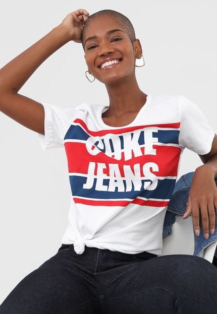 Camiseta Coca-Cola Jeans Lettering Branca - Marca Coca-Cola Jeans