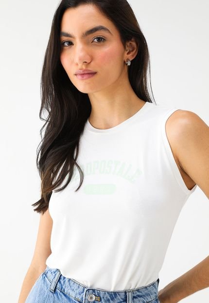 Regata Aeropostale Reta Estampada Off-White - Marca Aeropostale