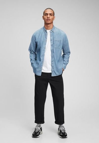 Camisa azul indigo deals