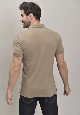 Camiseta Gola Polo Texturizada Masculino na cor Caqui Dialogo Jeans