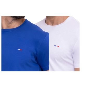 Kit 2 Camisetas Premium Branco e Azul Royal