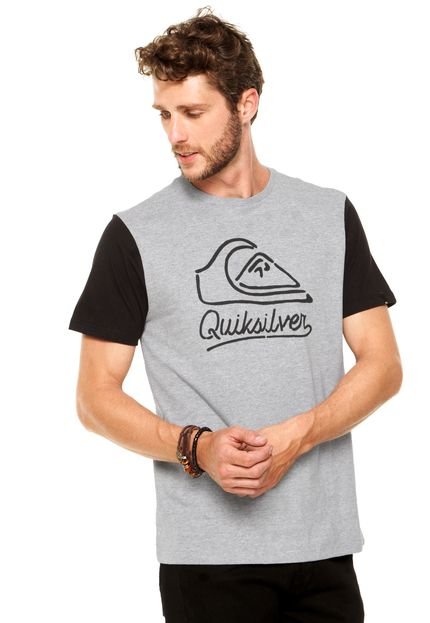 Camiseta Quiksilver Slim Fit Disco Sign Cinza - Marca Quiksilver
