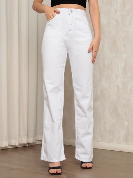 Calça Jeans Wide Leg Pantalona Feminina Branca - Marca CKF Wear