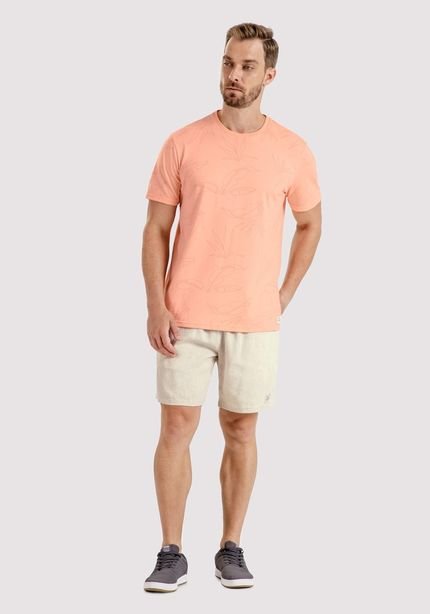 Camiseta Masculina em Malha com Estampa Tropical - Marca Fico