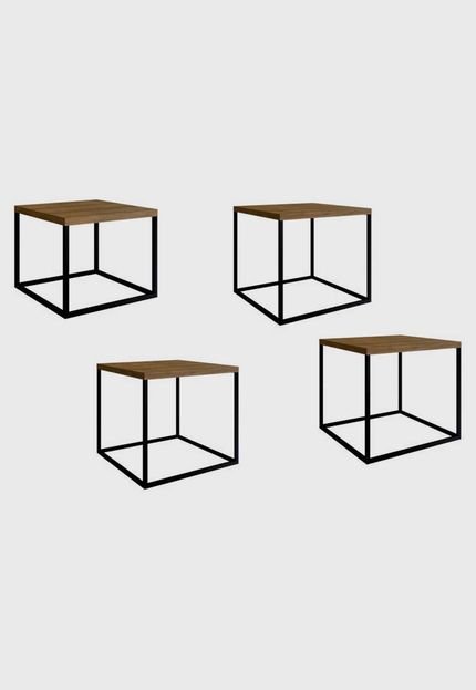 Conjunto 4pçs Mesas De Centro Cube Vermont Artesano - Marca Artesano