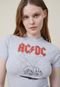 Camiseta Cropped Cotton On AC/DC Cinza - Marca Cotton On