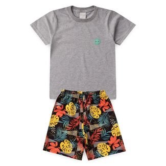 Conjunto Curto Menino Camiseta e Bermuda Tropical