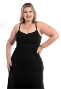 Vestido  Plus Size Longo Alcinha Três Marias Preto Juquitiba Brasil - Marca Juquitiba Brasil